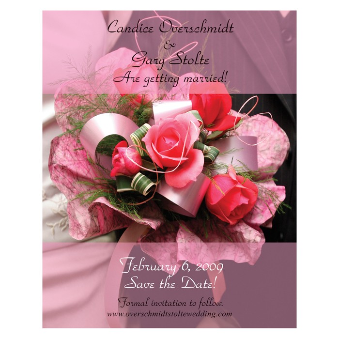 Save the Date - Pink Roses Bouquet